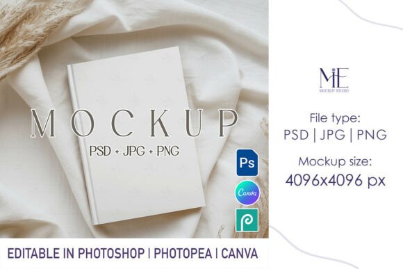 Boho Hardcover Journal Mockup A5 Notebook Guide