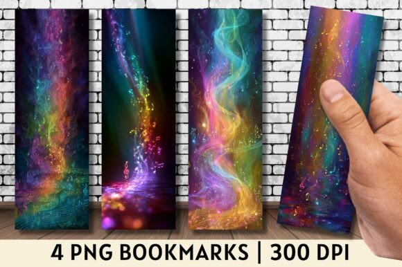 Colorful Glowing Music Note Bookmarks for Every Reader