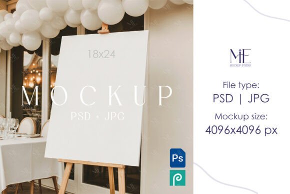 Elevate Designs with 18x24 Wedding Sign Mockup PSD Easel