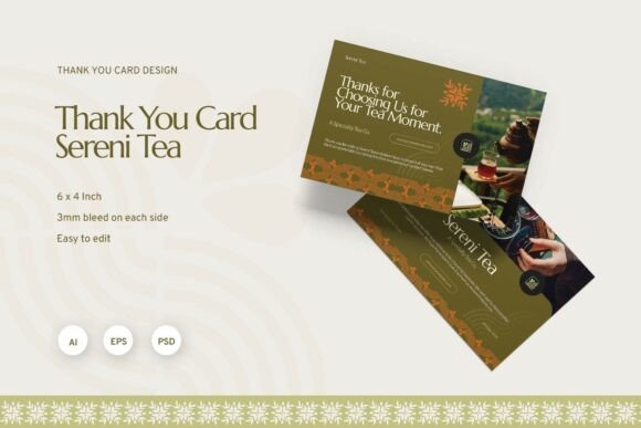 Elevating Brand Gratitude: A Deep Dive into the Sereni Tea Thank You Card Design Template