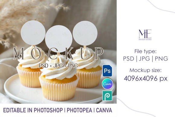 Elevating Brand Presentation with the Cupcake Topper Mockup Set Round Topper