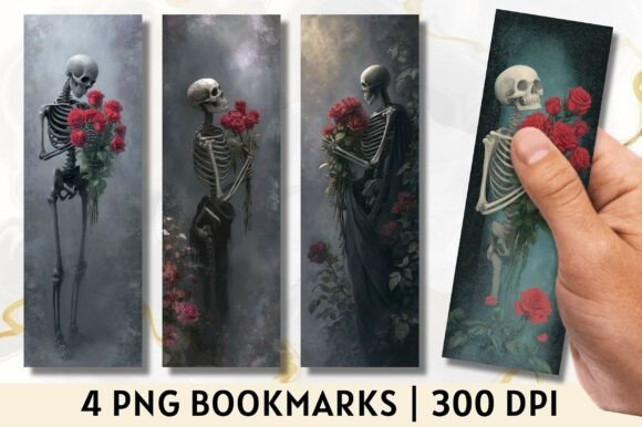 Evaluating the Gothic Skeleton Red Rose Bookmark for Print and Craft Projects