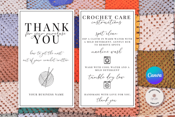 Professional Crochet Care Cards for Makers