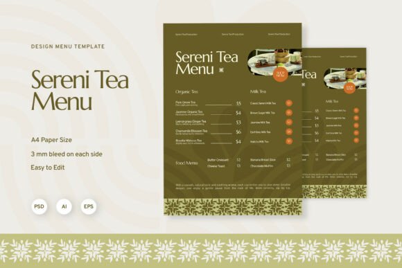 Sereni Tea - Menu: A Modern Print Design Template