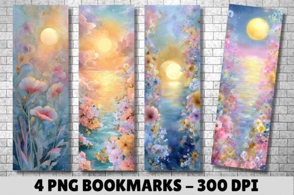 Watercolor Floral Sunset Nature Bookmark: A Creative Asset